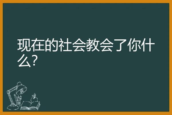 现在的社会教会了你什么？