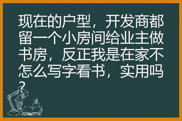 现在的户型，开发商都留一个小房间给业主做书房，反正我是在家不怎么写字看书，实用吗？